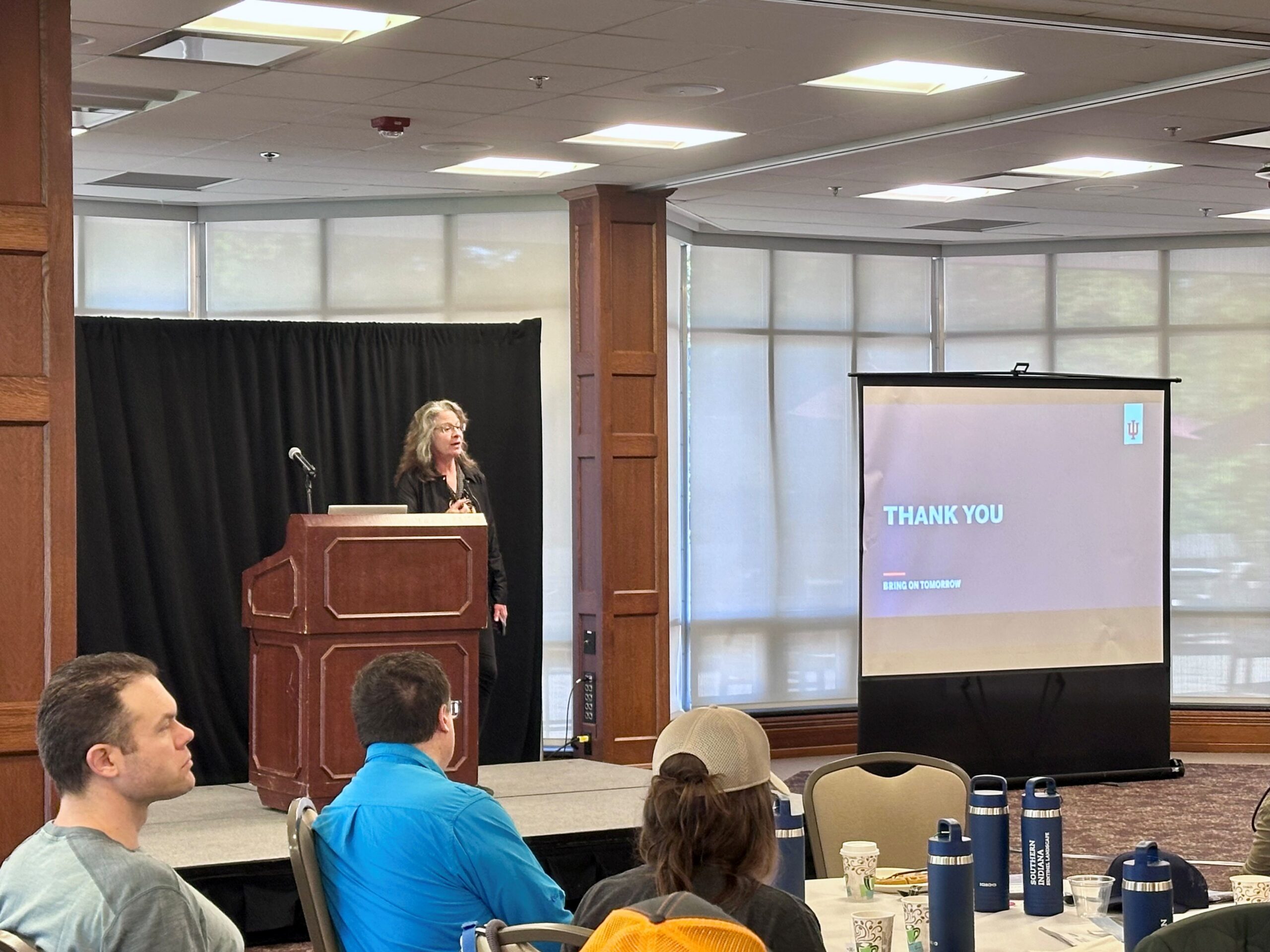Dean Christiana Ochoa delivers introductory remarks on the first day of the conference. Photo courtesy of Katie Beck.